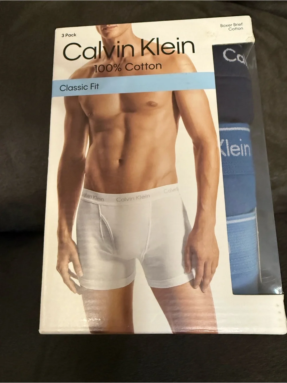 Calvin Klein 3-Pack Classic Fit Boxer Briefs - White & Blue